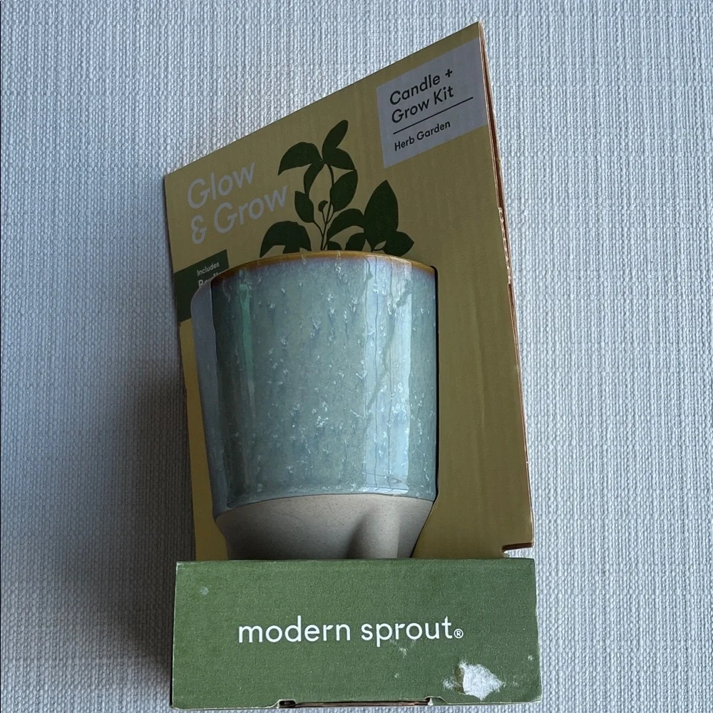 Modern sprout glow & grow Candle + grow kit herb garden